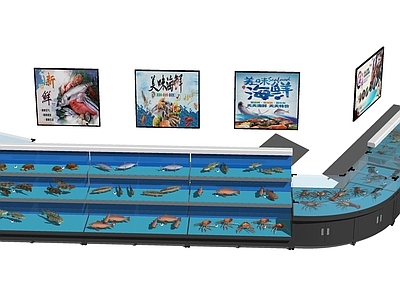 现代海鲜池 水产柜 货架柜台 海产品 龙虾 螃蟹 鱼缸 观赏鱼
