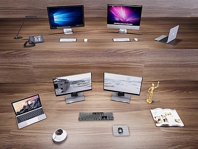 现代电脑组合 显示器 屏幕 苹果电脑 戴尔电脑 MacBook 台式电脑