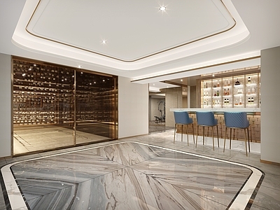 现代酒窖 酒柜 地下娱乐区