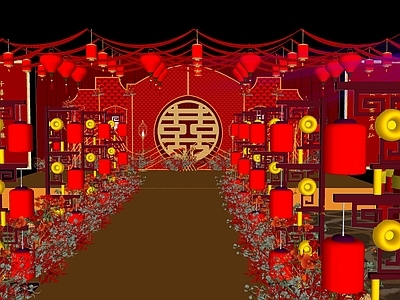 中式婚礼舞台 婚礼庆典 舞美