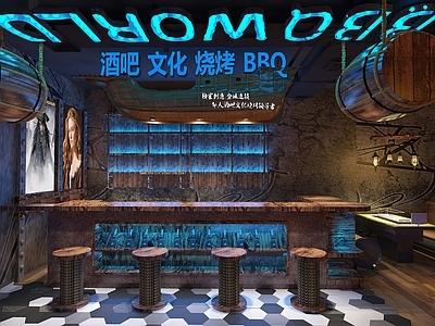 工业风酒吧 烧烤店