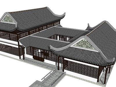中式古建筑 四合院 楼