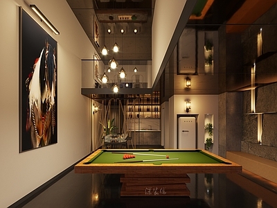 现代台球室 娱乐室
