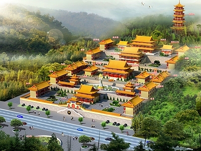 中式古建筑 寺庙群