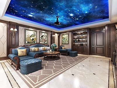 美式影音室 星空顶 沙发 家居