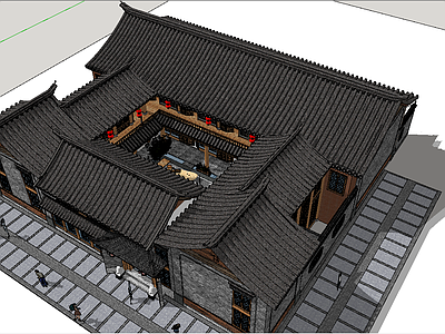 中式四合院 庭院花园