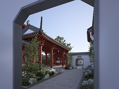 中式古建四合院前院