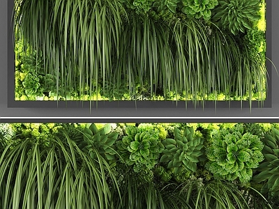 现代绿植墙 墙饰 叶子 草 花 植物