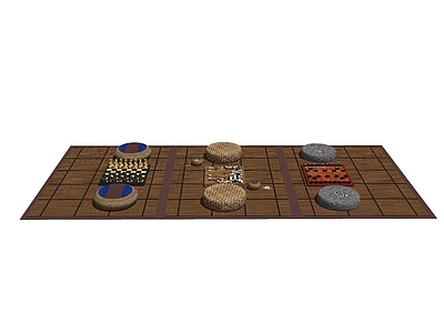 新中式围棋 茶几 棋盘 坐垫 蒲团