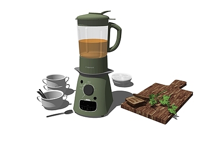 现代厨房用品组合 榨汁机 砧板 茶杯