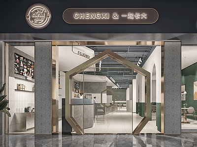 现代奶茶咖啡店 单层 收银