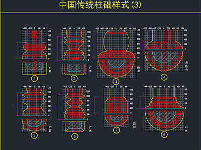 中式传统柱 样式 结构