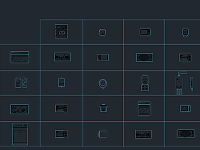 现代厨房用具 家电 遮罩 施工图