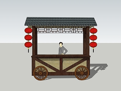 中式推车 小吃车