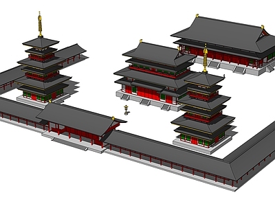 中式古建筑外观 佛寺 寺庙