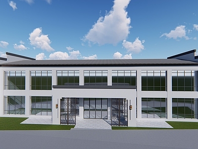 新中式公建外观 社区用房