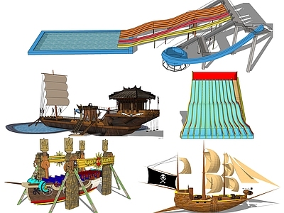 现代风格水上游乐设备 海盗船 水上乐园 水上器材 游乐设施 游乐设备