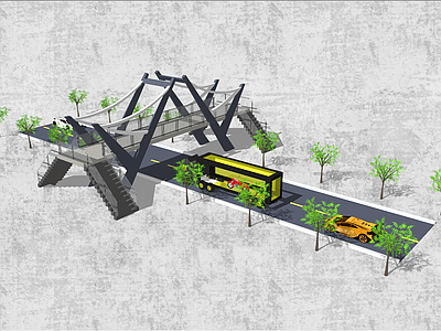 现代道路 公交车 天桥