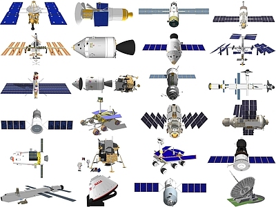 现代宇宙飞船 空间站 太空舱 卫星 雷达 火星车 月球车 返回舱