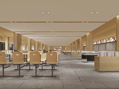 现代食堂 挂画 餐台 桌椅