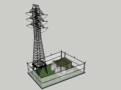 现代电塔 电压杆 电压箱
