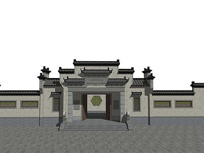 中式牌楼 景墙围墙 大门入口