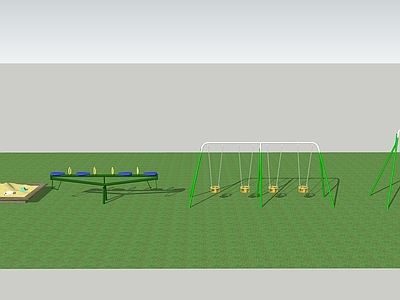 现代儿童器材组合 秋千 沙坑 跷跷板