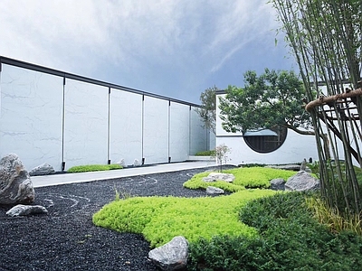 新中式售楼处外观 展示区 方形