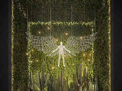 现代绿植墙 植物橱 仙人掌 仙人球 仙人柱 植物墙 植物组合