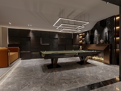 现代台球室 背景墙 酒柜