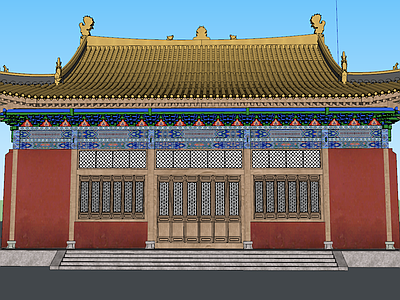 中式风格建筑 古建筑 寺庙 大殿