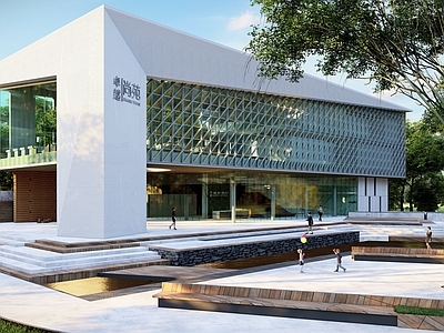 现代售楼处建筑 城市客厅 城市展厅 方形