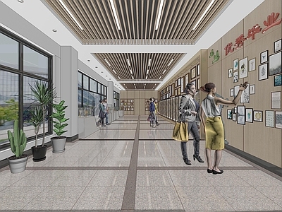 现代学校 荣誉室 展厅 奖杯 奖牌