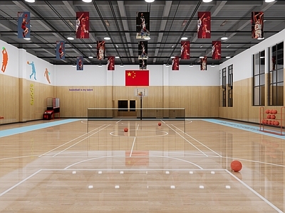 现代风格篮球场 篮球馆 体育场 羽毛球场