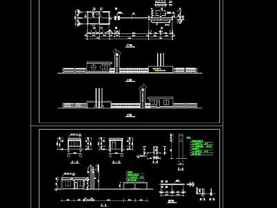 学校大门 建筑图 施工图