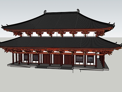 中式风格建筑大殿 古寺庙古