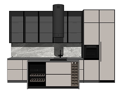 现代橱柜岛台组合