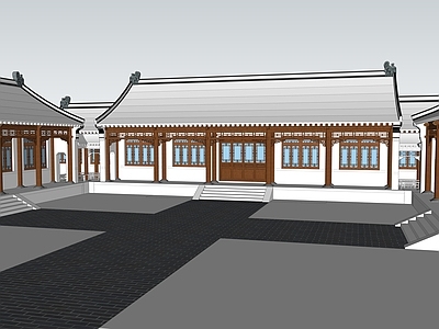 中式四合院 抄手游廊 硬 古建四合院