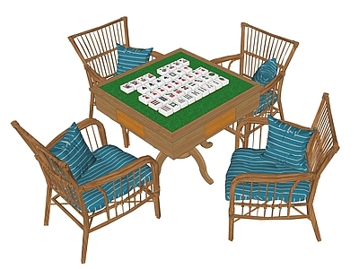 新中式棋牌桌 麻将桌椅