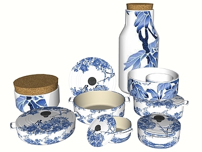 新中式盛具 青花瓷锅 碗 盆