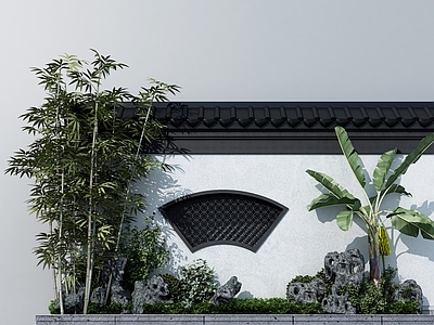 新中式绿植墙