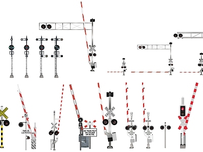 现代交通信号灯 火车 火车闸杆