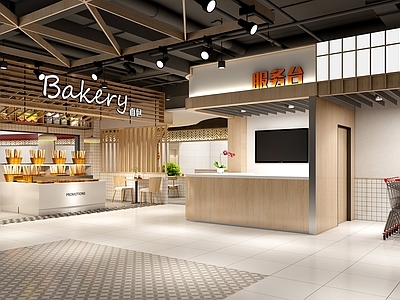 现代超市入口 面包店