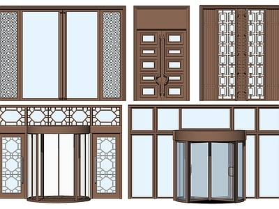 新中式酒店大门 旋转门 双开门