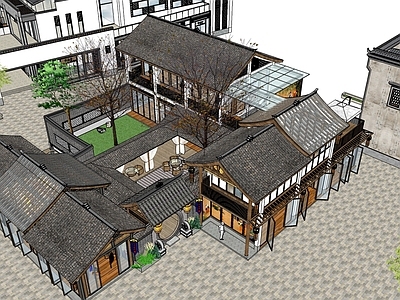 中式四合院 商铺 商业街 民宿 咖啡屋 商圈