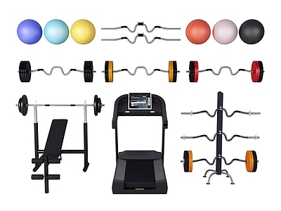 现代健身器材 跑步机 运动器械 哑铃