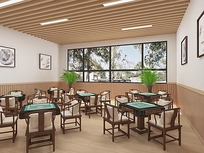 新中式棋牌室 养老院娱乐空间