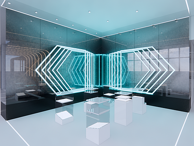 现代商场展区 展示柜 展台