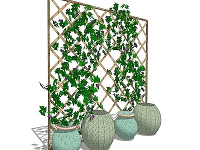 新中式绿植墙 垂直绿化 植物架 绿植墙