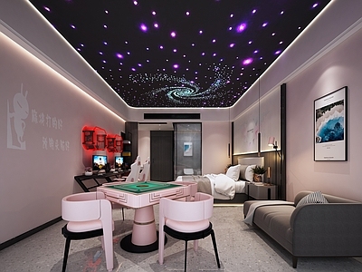 现代电竞酒店客房 闺密客房 星空顶